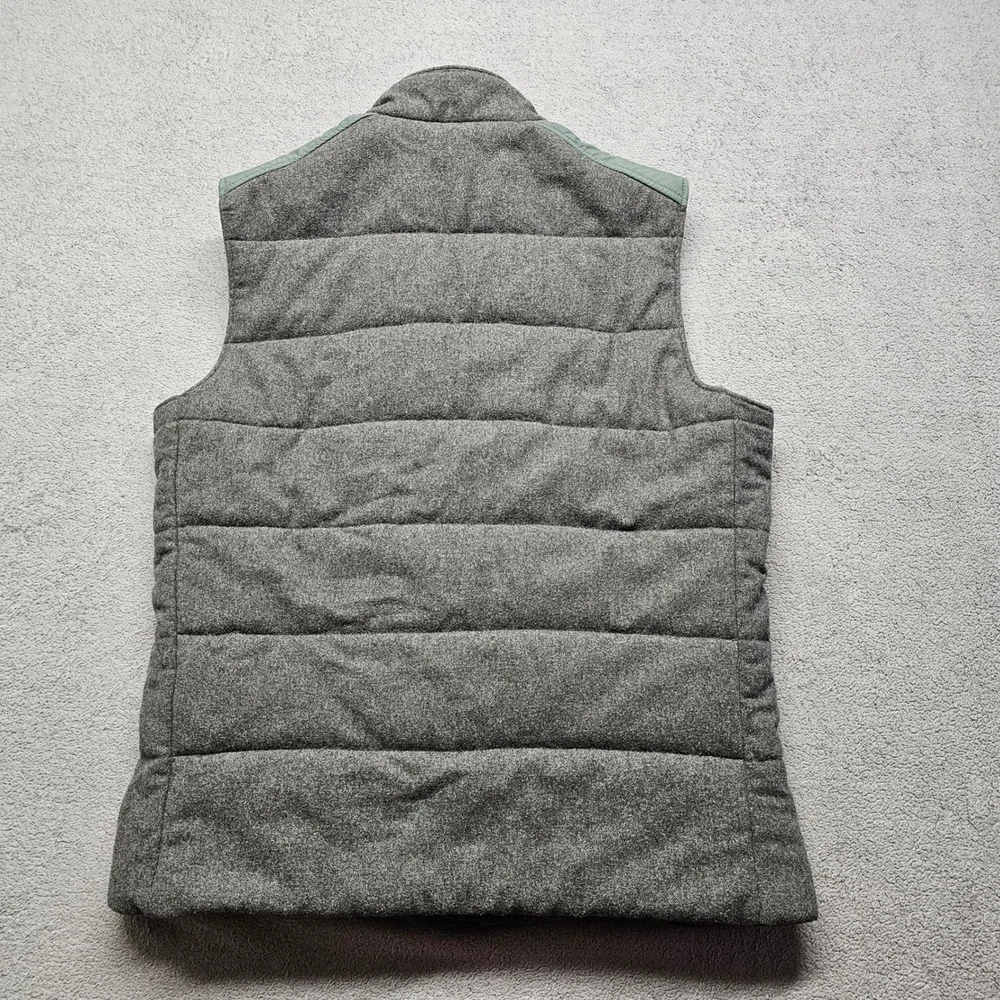 Banana Republic Puffer Vest Mens Small Gray Wool‎ Blend Lined Snap Inside Zip